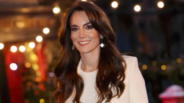 Britain's Catherine, Princess of Wales smiles as she arrives to attend the "Together At Christmas" Carol Service" at Westminster Abbey in London on December 8, 2023. The event will be broadcast as part of 'Royal Carols: Together At Christmas', a special programme, airing at 7:45pm on ITV1 and ITV X on Christmas Eve.