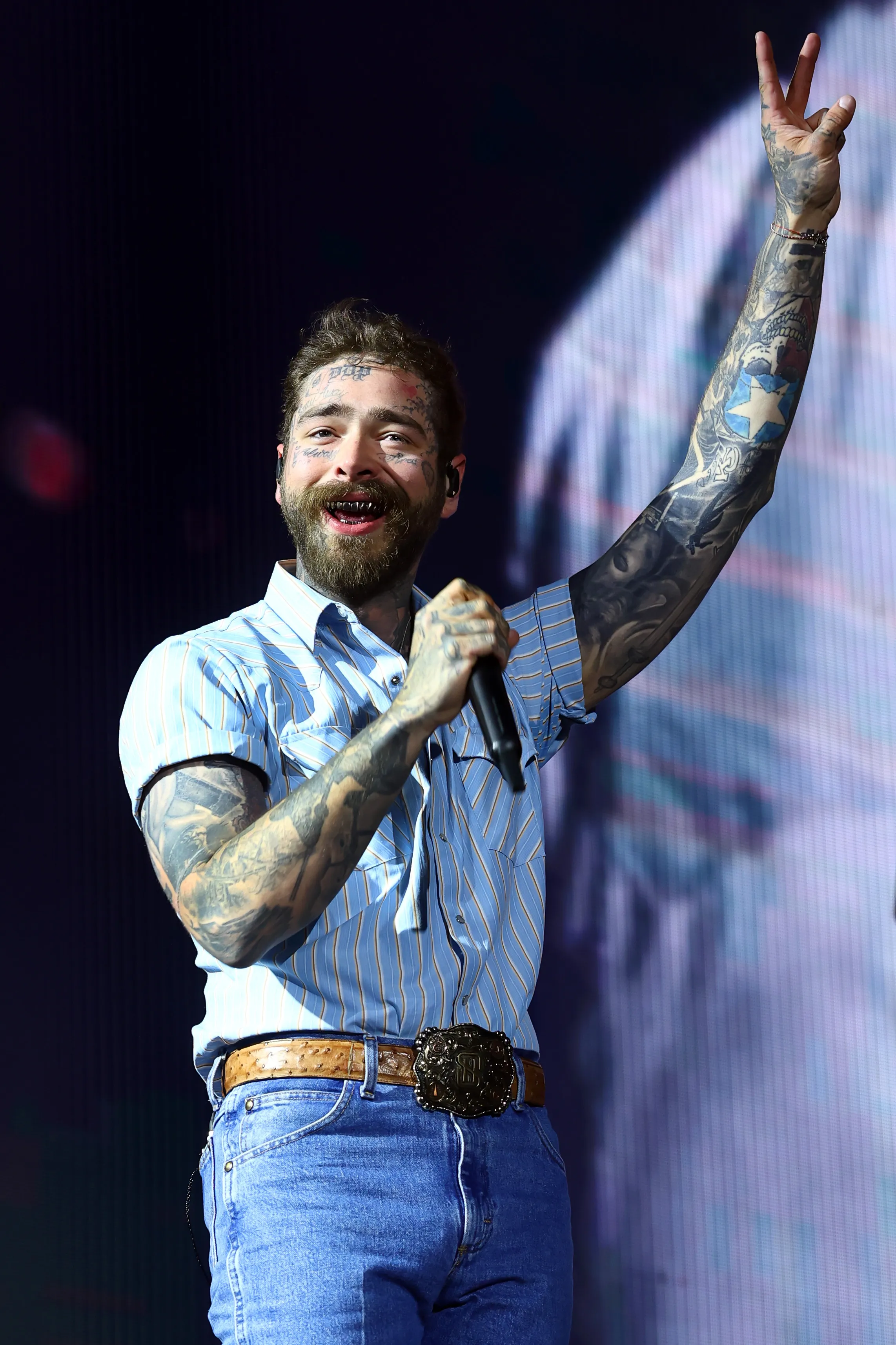 Post Malone performing at 2025 Coachella.