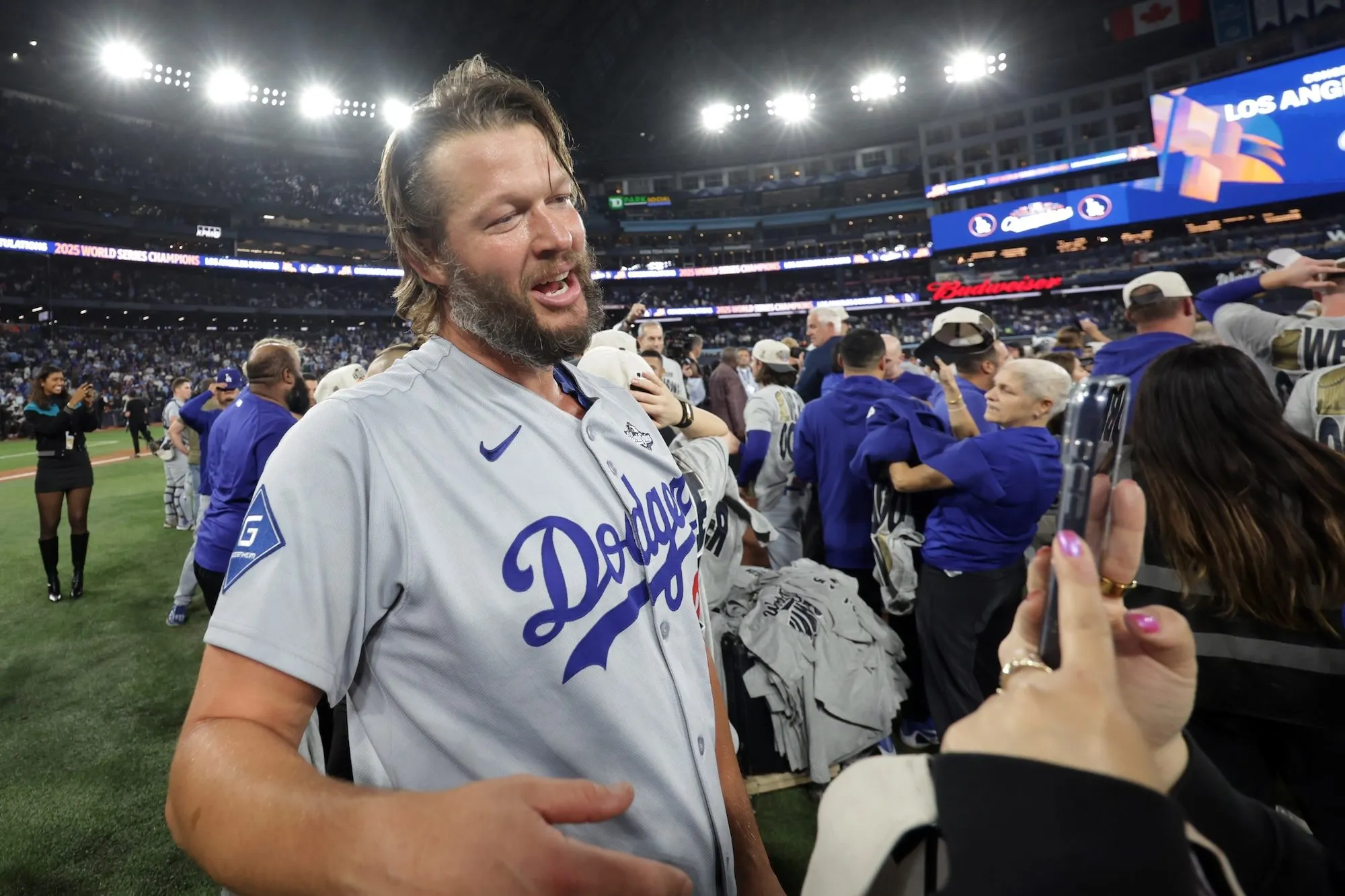 GettyImages-2244095752 Clayton Kershaw Retires From Los Angeles Dodgers With World Series Win