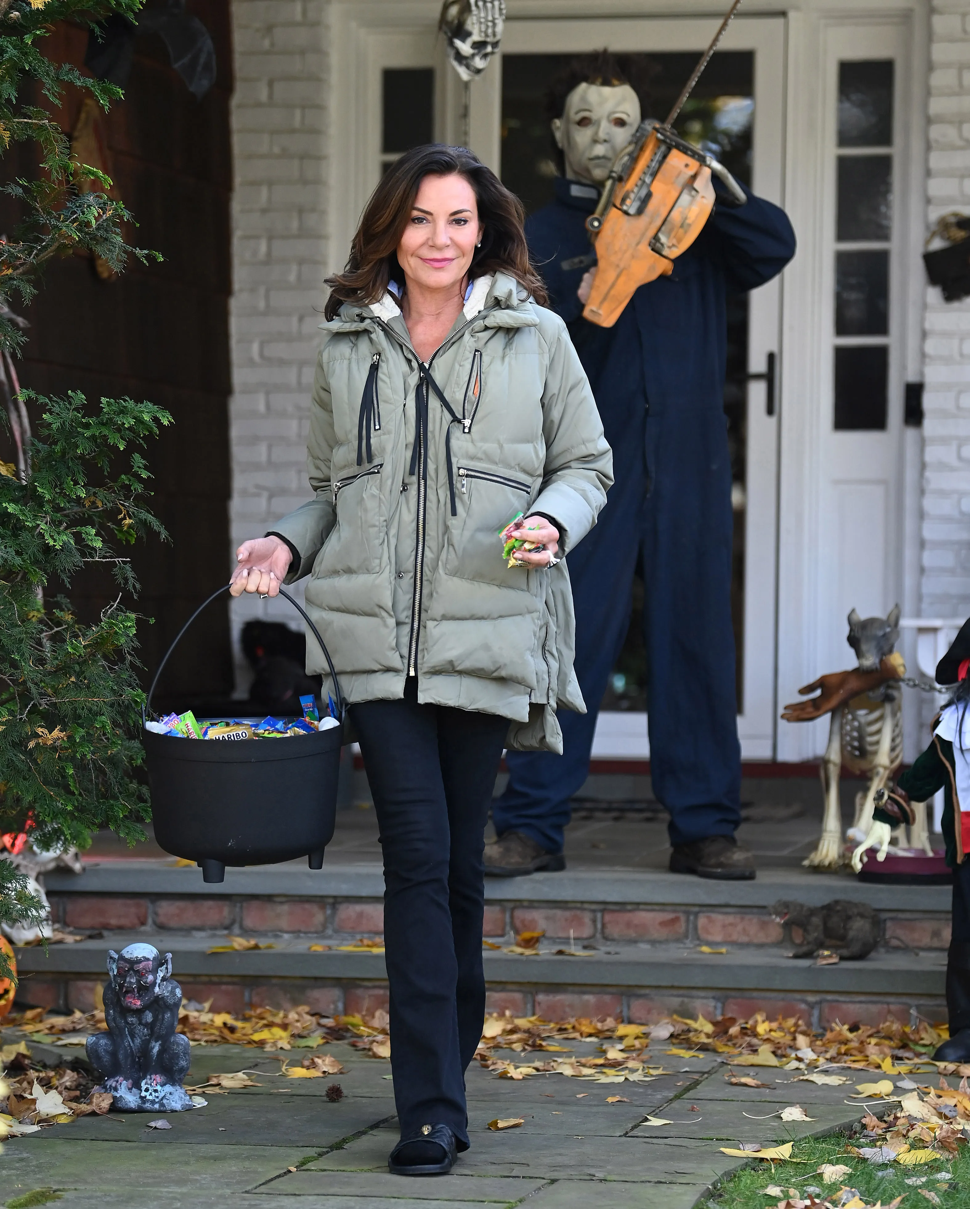 Luann de Lesseps is seen giving out candy on Halloween on October 31, 2025 in Roslyn, New York.
