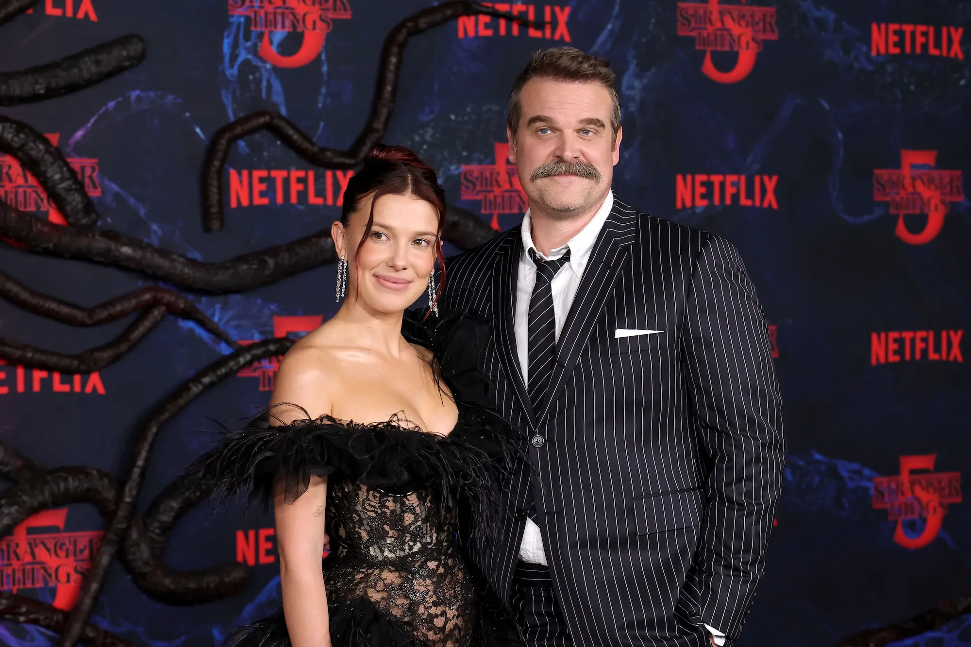 Los Angeles Premiere Of Netflix's "Stranger Things" Season 5 - Arrivals, Millie Bobby Brown and David Harbour