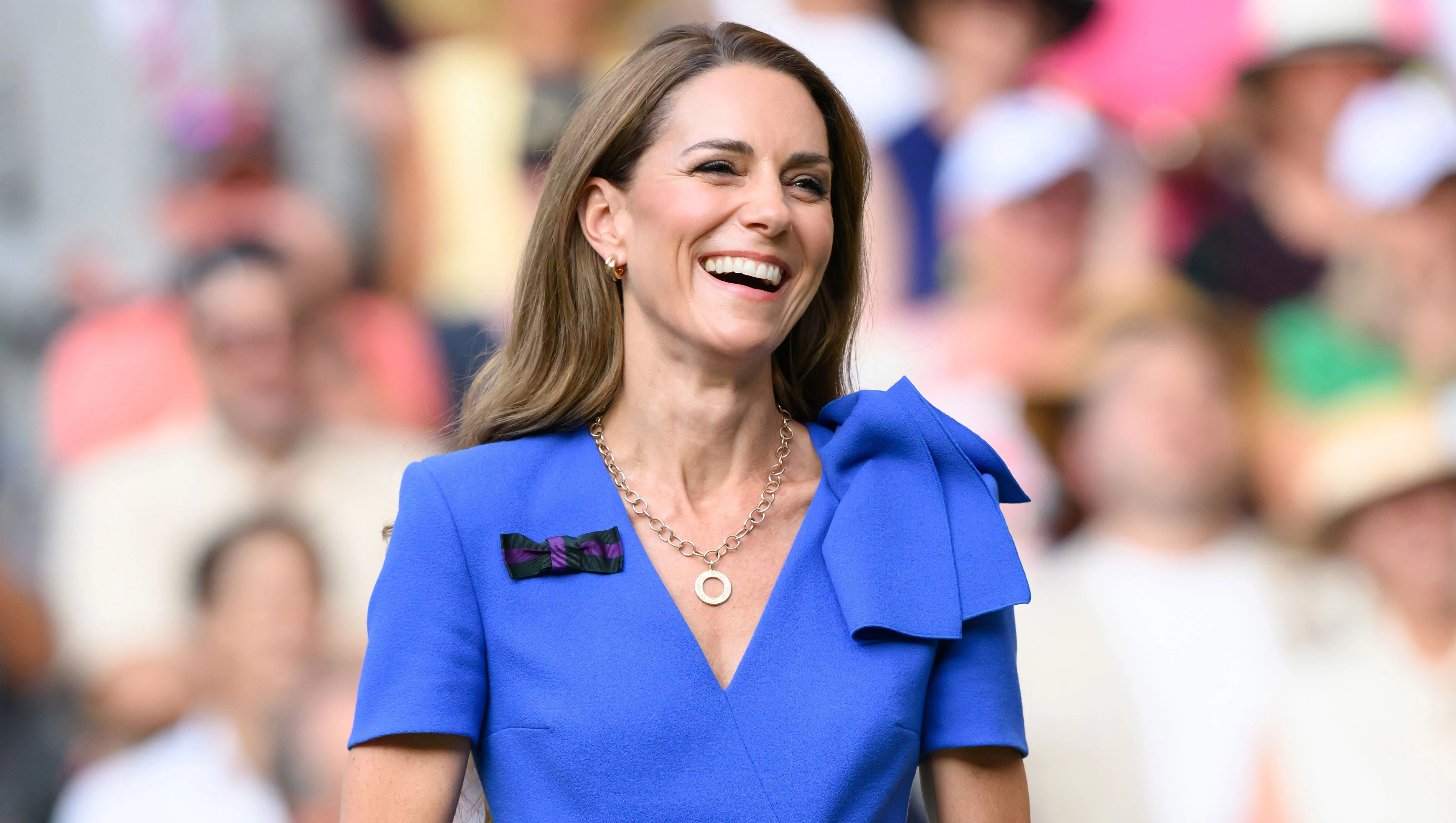 LONDON, ENGLAND - JULY 13: Catherine, Princess of Wales attends day fourteen of the Wimbledon Tennis Championships at the All England Lawn Tennis and Croquet Club on July 13, 2025 in London, England. (Photo by Karwai Tang/WireImage)