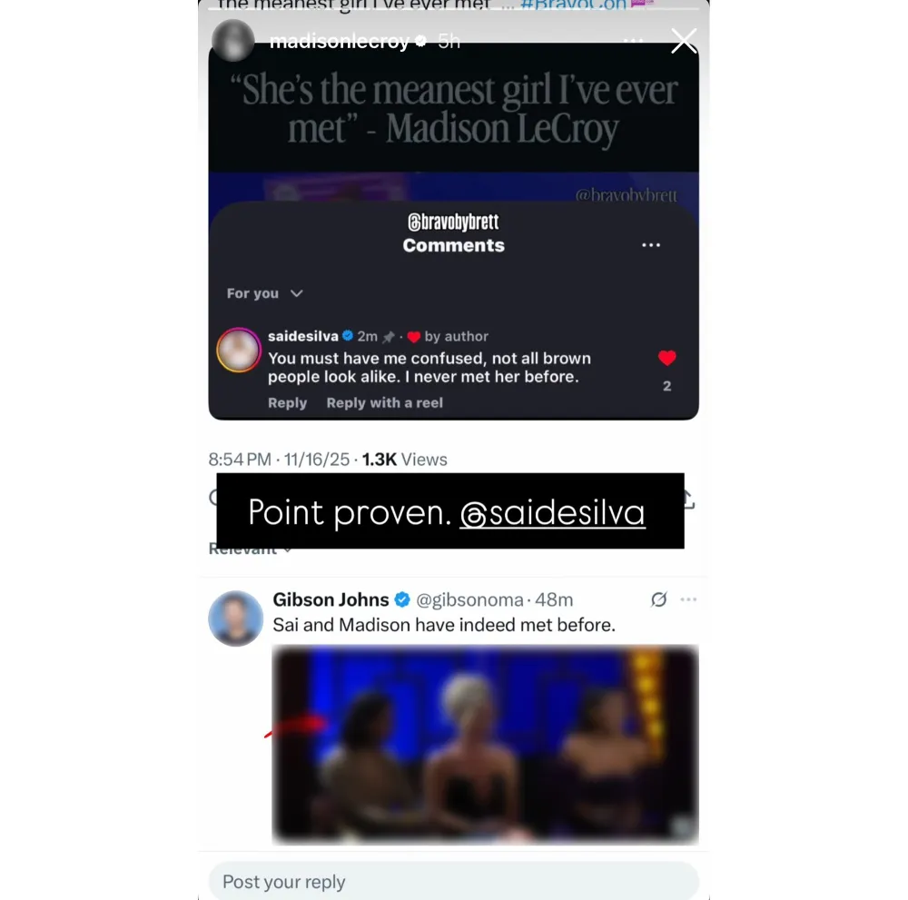 Madison LeCroy Doubles Down on Sai De Silva Mean Girl Diss