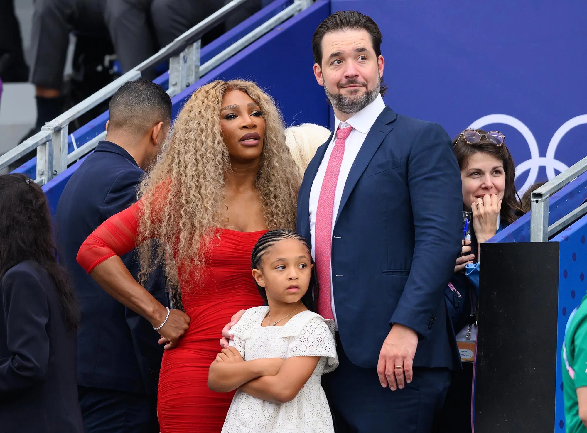 Serena Williams Alexis Ohanian and their daughter Adira River attend the Opening Ceremony of the Olympic Games Paris 2024 2163854873