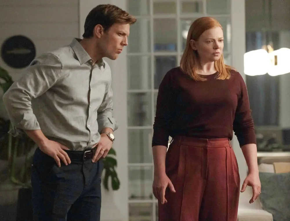 Jake Lacy and Sarah Snook in All Her Fault