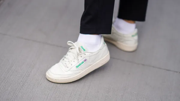 NEW YORK, NEW YORK - FEBRUARY 12: Reebok sneakers are seen, during New York Fashion Week Fall Winter 2020, on February 12, 2020 in New York City. (Photo by Edward Berthelot/Getty Images)