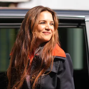 PARIS, FRANCE - JUNE 27: Katie Holmes is seen, outside Patou, during the Haute Couture Fall/Winter 2024/25 as part of Paris Fashion Week on June 27, 2024 in Paris, France. (Photo by Edward Berthelot/Getty Images)