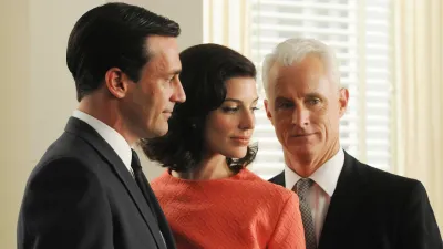 Jon Hamm, Jessica Pare and John Slattery in Mad Men season 4