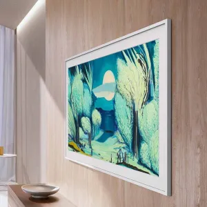 Samsung The Frame TV 65 mounted on a wall displaying artwork