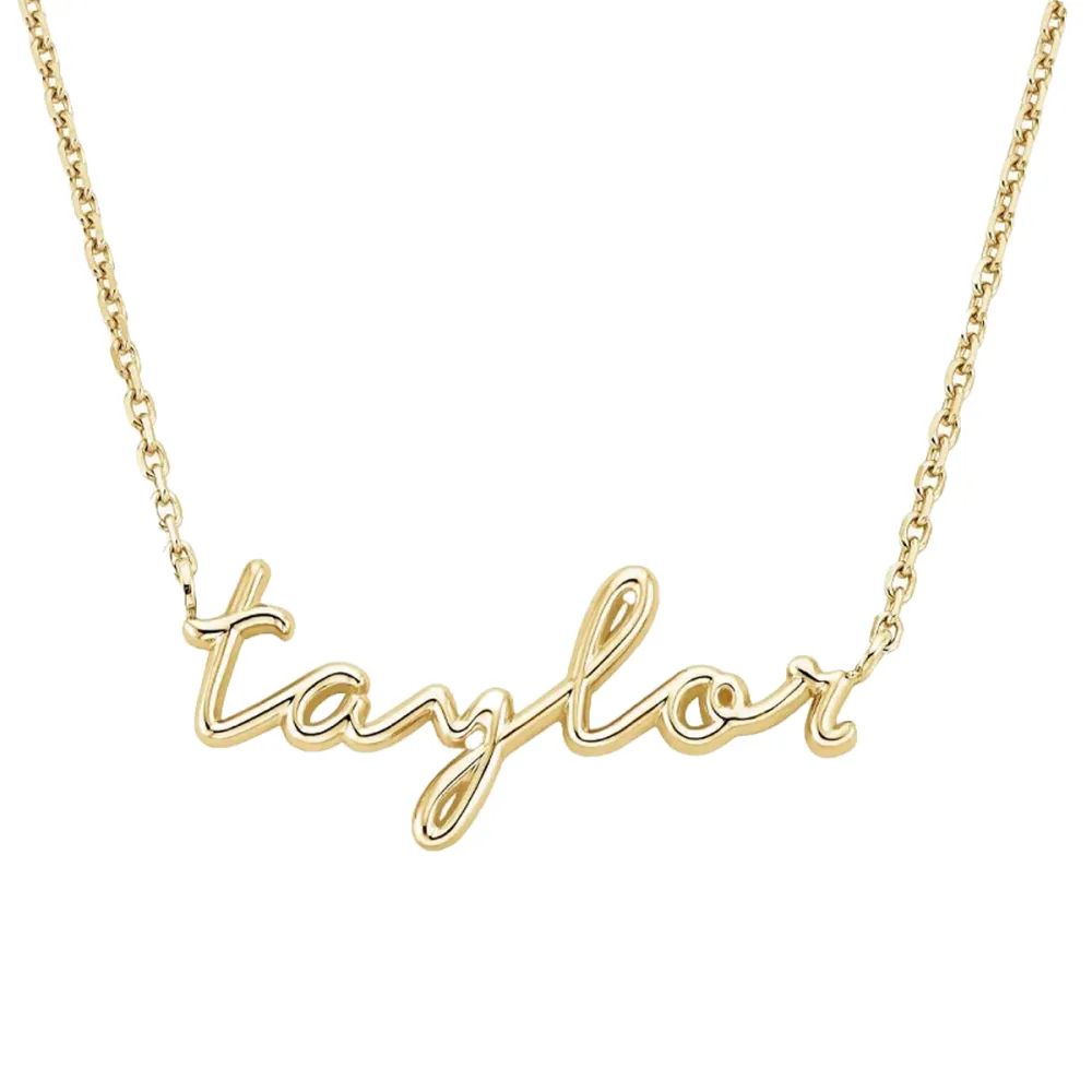 Script Name Necklace in 14K Yellow Gold