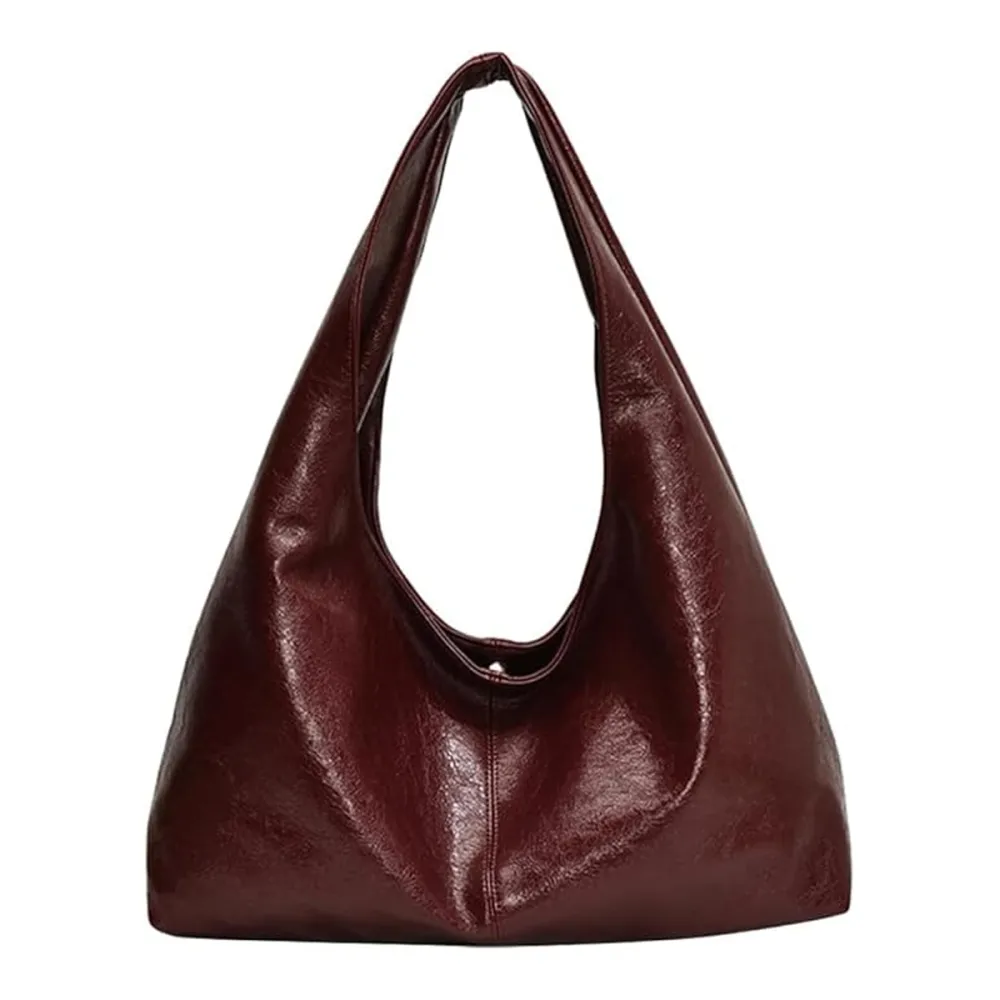 Joliluna Burgundy Leather Slouchy Hobo Bag 
