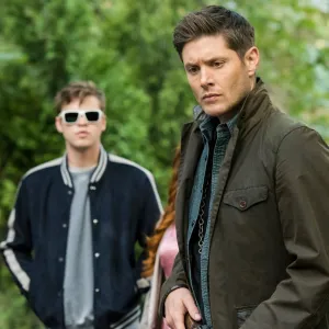 Alexander Calvert, Jensen Ackles and Misha Collins in Supernatural season 15