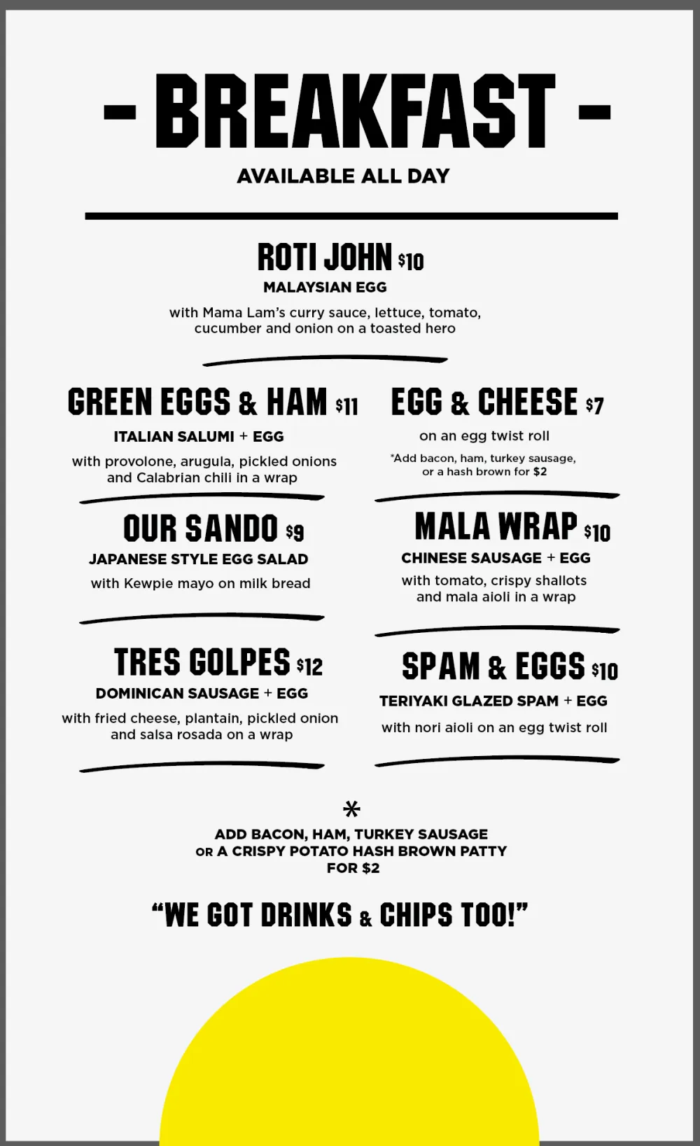 The Sandwich Board Menu
