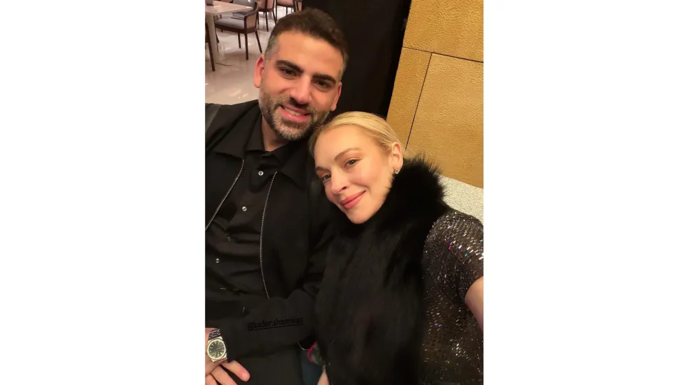 Lindsay Lohan Serves Holiday Chic and Youthful Glow in Rare Photo With Husband Bader Shammas