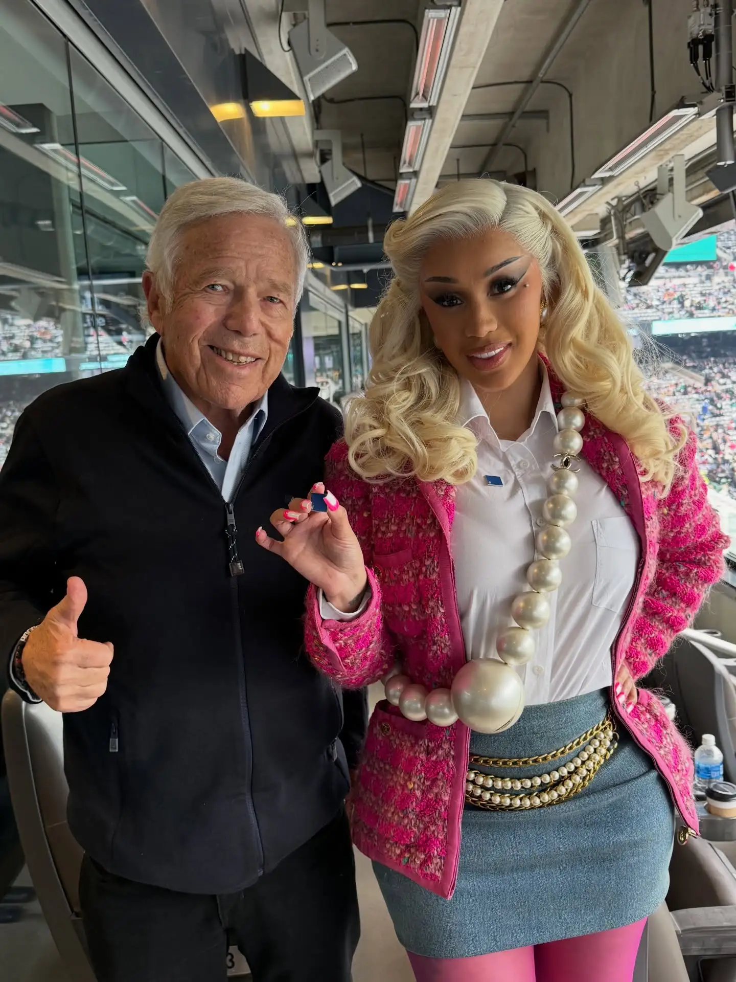 Cardi Bs Outfit Goes Viral in Photo With Patriots Owner Robert Kraft