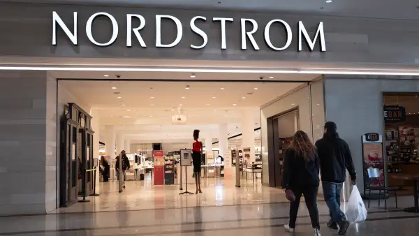 A sign marks the location of a Nordstrom store in a shopping mall on March 20, 2024 in Chicago, Illinois. Nordstrom stock jumped more than 10% recently after a report stated that the retailer is considering going private.