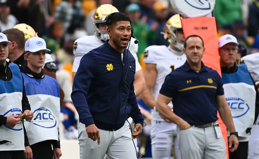 Notre Dame Head Coach Marcus Freeman Reacts to College Football Playoff Snub