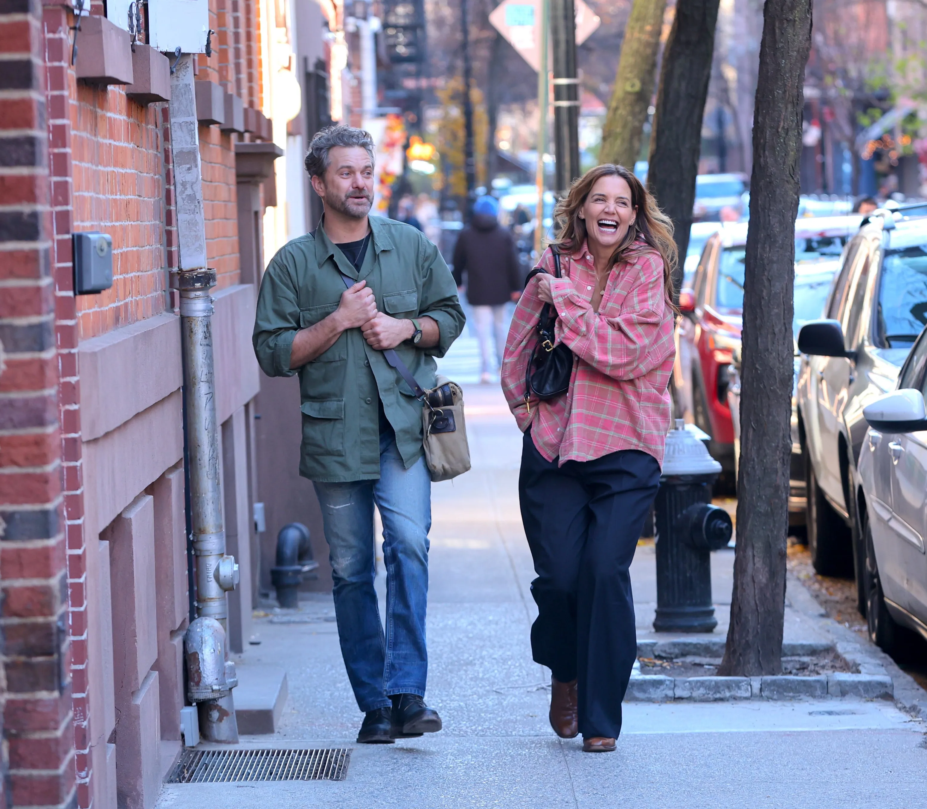 Joshua Jackson and Katie Holmes Film Flirty Happy Hours Scene on Street Made Famous by Taylor Swift