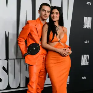 Kylie Jenner and Timothee Chalamet at Marty Supreme Premiere