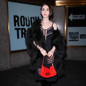 Lily Collins is seen on December 9, 2025 in New York City.