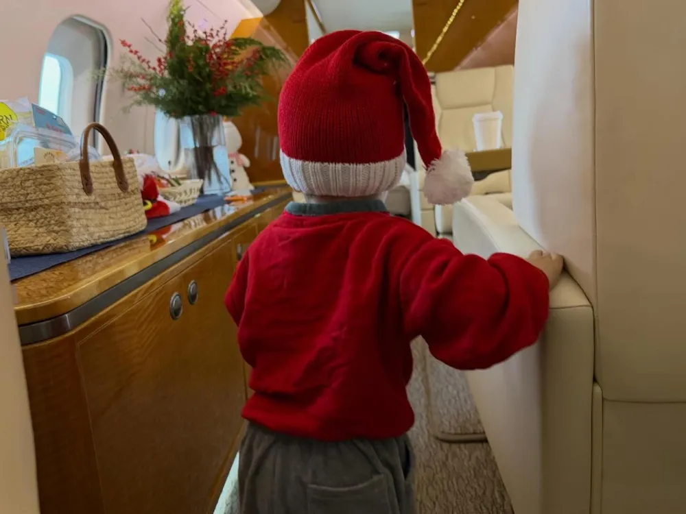 Justin Bieber Posts Rare Photos of Son Jack 16 Months Dressed as Santa on Private Jet