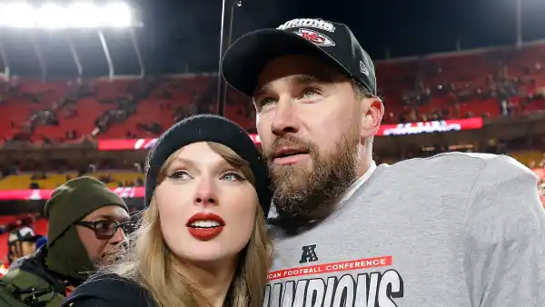Travis Kelce Calls Taylor Swift Love of My Life in Eras Tour Docuseries GettyImages-2196122888