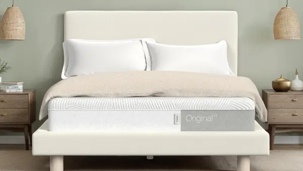 Casper hybrid mattress with soft bedroom lighting