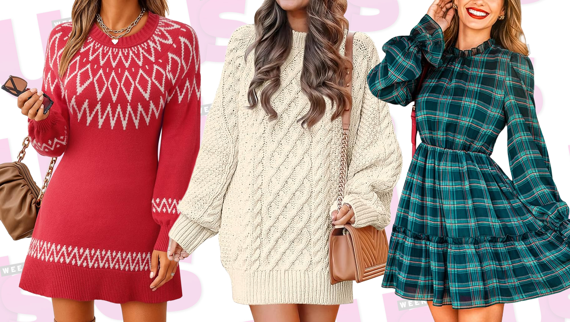 Red, Cream and Green Amazon Dresses