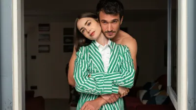 Lily Collins and Eugenio Franceschini in Emily in Paris season 5