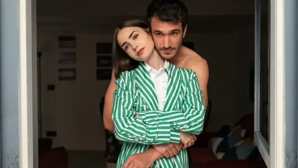 Lily Collins and Eugenio Franceschini in Emily in Paris season 5