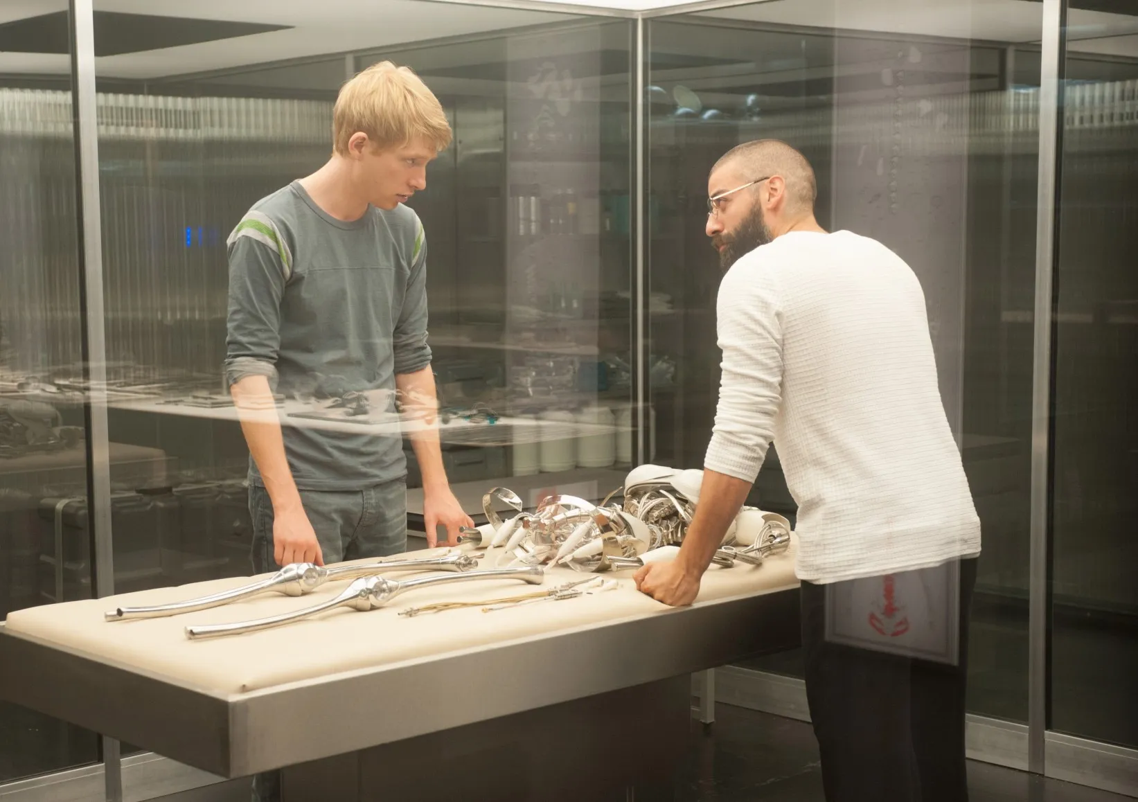 Domhnall Gleeson and Oscar Isaac in Ex Machina