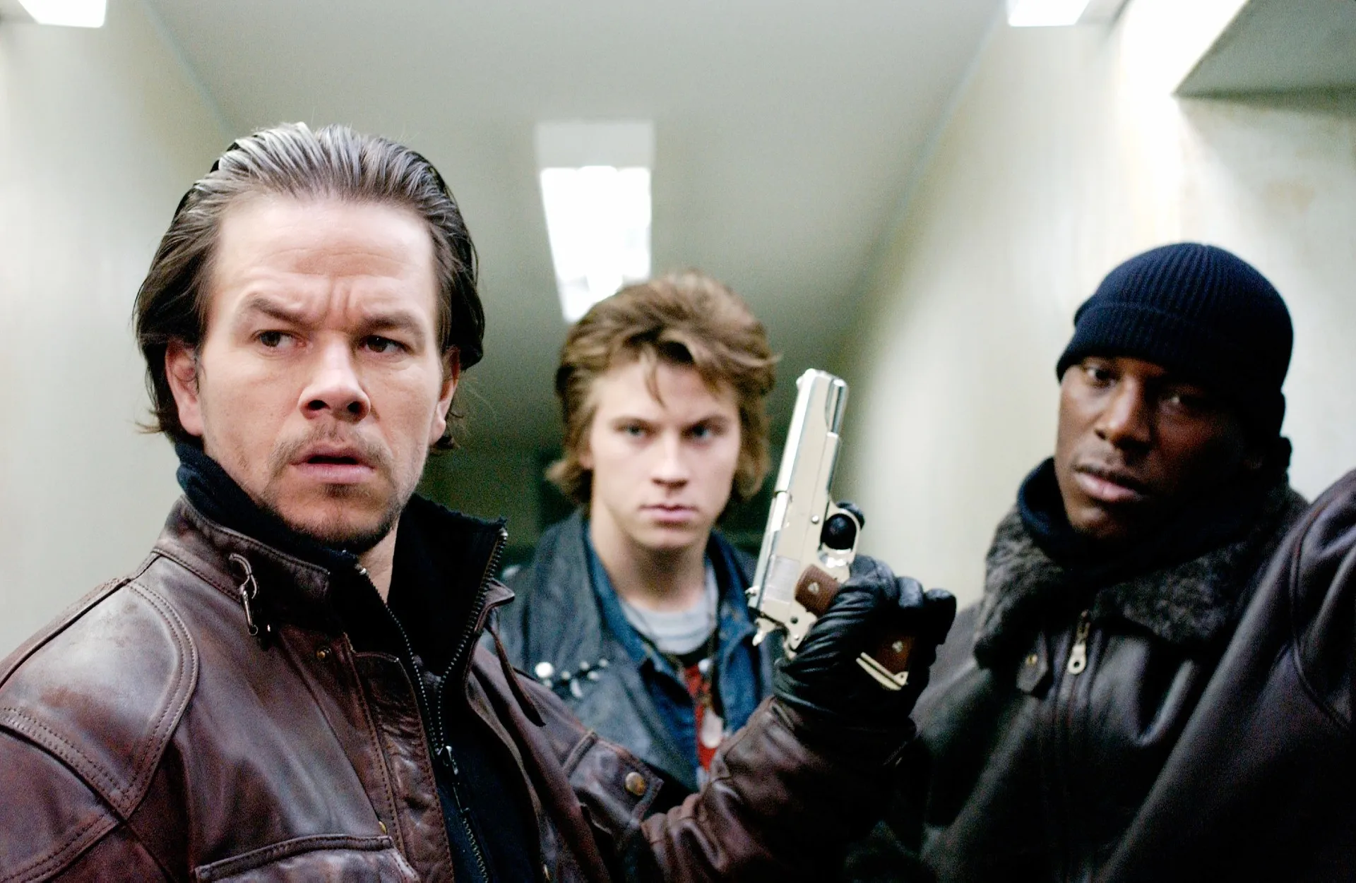 Mark Wahlberg, Garrett Hedlund and Tyrese Gibson in Four Brothers