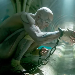 Jacob Elordi and Mia Goth in Frankenstein