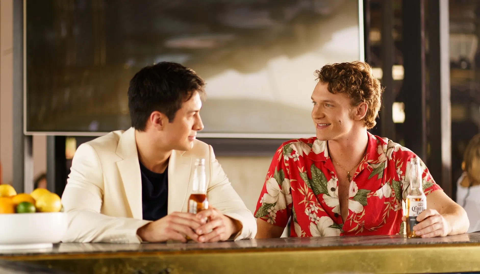 Hudson Williams and Connor Storrie in Heated Rivalry