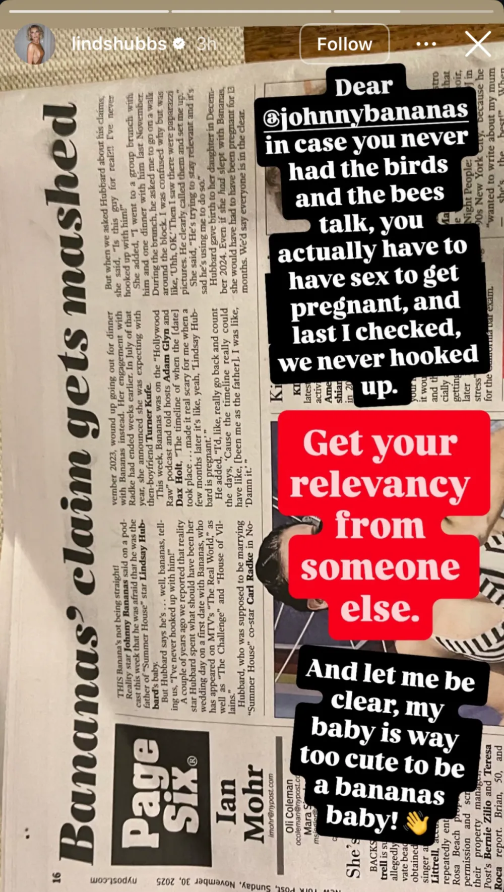 Summer House s Lindsay Hubbard Slams Johnny Banana s Claims That They Hooked Up