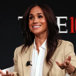 NEW YORK, NEW YORK - APRIL 23: Meghan, Duchess of Sussex speaks onstage during the 2025 TIME100 Summit at Jazz at Lincoln Center on April 23, 2025 in New York City. (Photo by Jemal Countess/Getty Images for TIME)