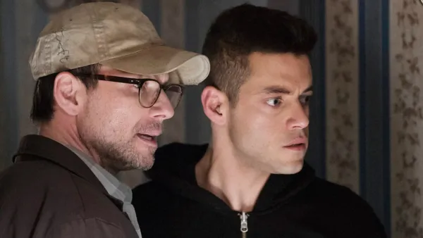 Christian Slater and Rami Malek in Mr. Robot