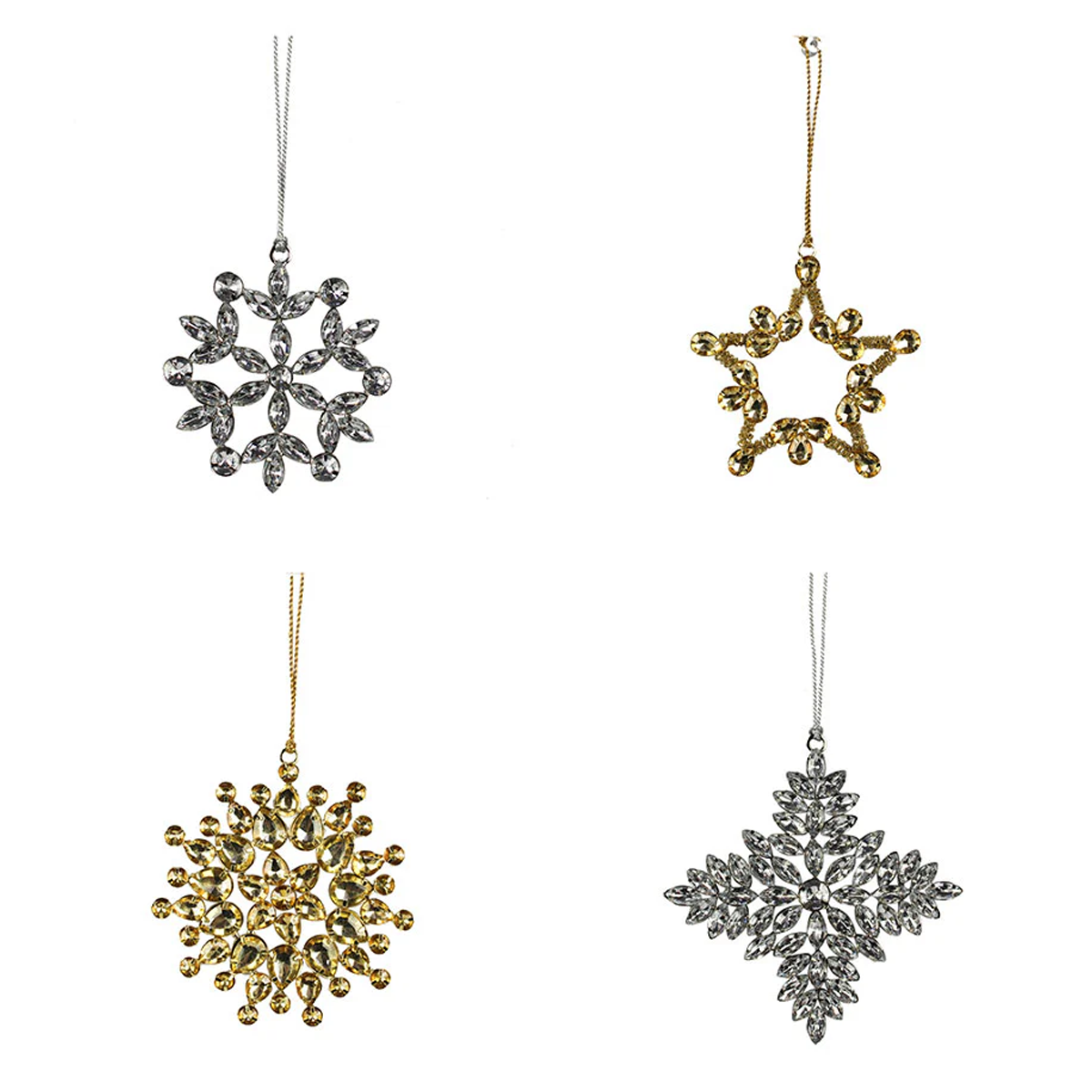 Beaded Snowflake and Star Christmas Ornaments