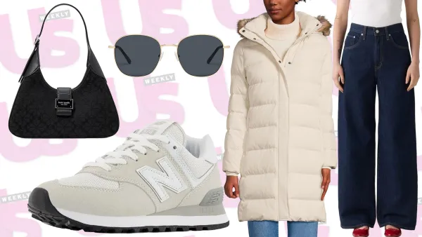 Purse, Sneakers, Sunglasses, Coat and Jeans