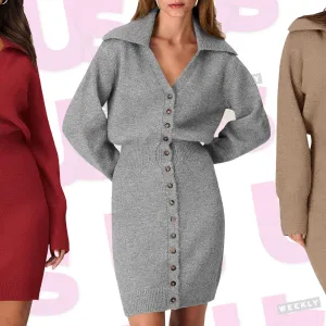 prettygarden-button-down-sweater-dress