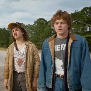 Joe Keery, Gaten Matarazzo and Charlie Heaton in Stranger Things season 5