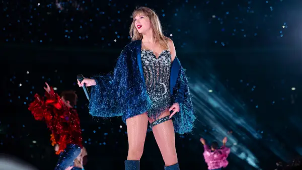 LONDON, ENGLAND - AUGUST 16: (EDITORIAL USE ONLY. NO STANDALONE PUBLICATION USE (NO SPECIAL INTEREST OR SINGLE ARTIST PUBLICATION USE; NO BOOK USE)) Taylor Swift performs onstage during "Taylor Swift | The Eras Tour" at Wembley Stadium on August 16, 2024 in London, England. (Photo by TAS2024/Getty Images)