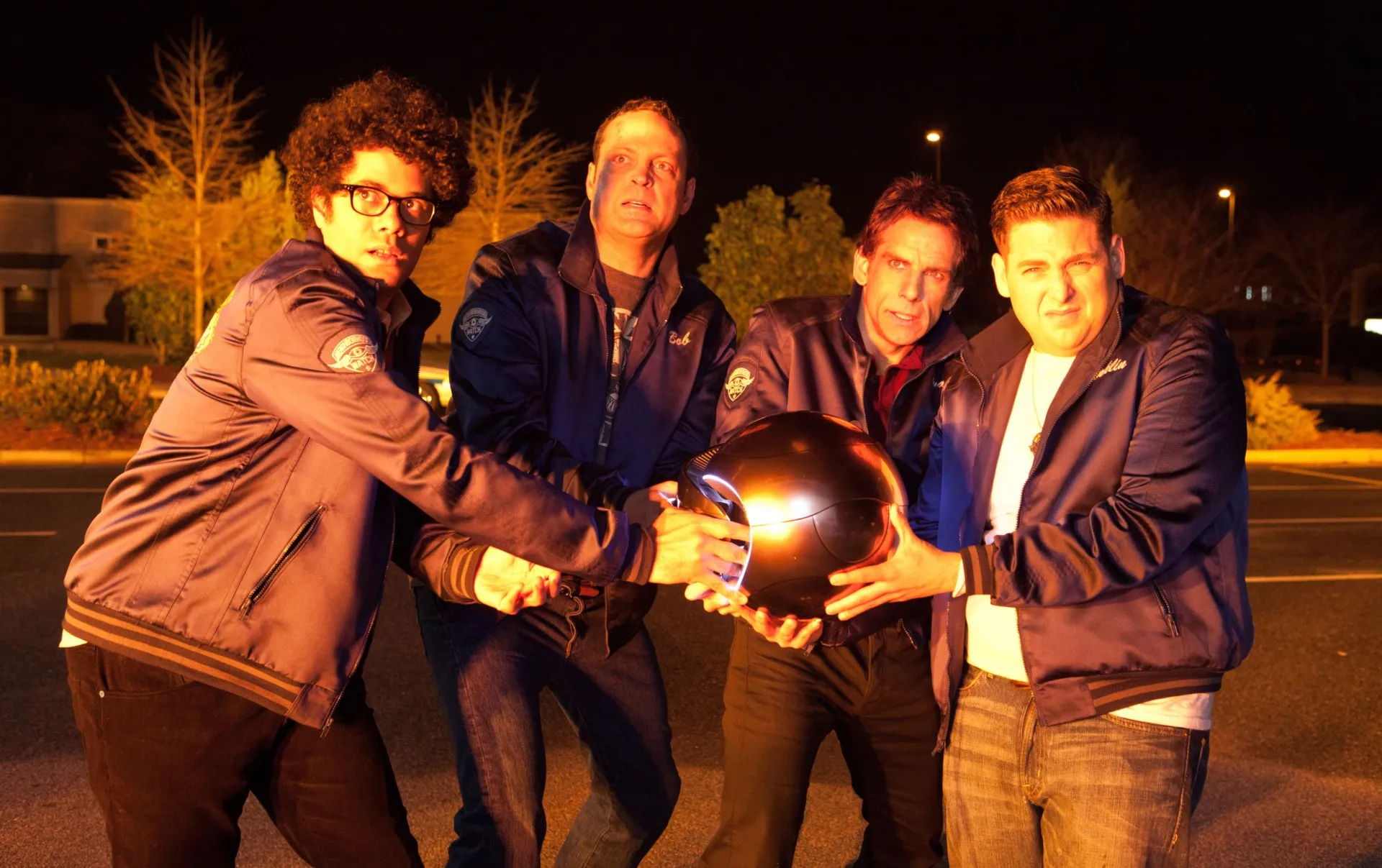 Richard Ayoade, Vince Vaughn, Ben Stiller, Jonah Hill in The Watch