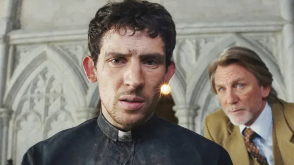 Josh O' Connor and Daniel Craig in Wake Up Dead Man