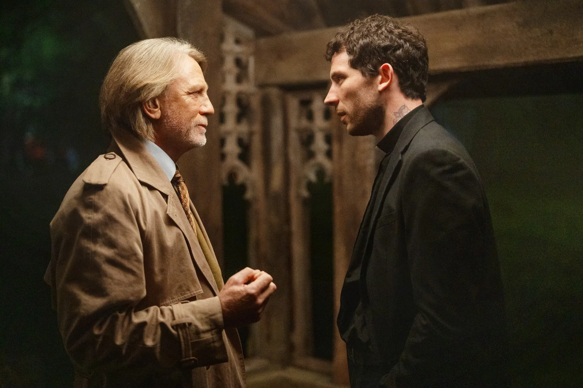 Daniel Craig and Josh O'Connor in Wake Up Dead Man