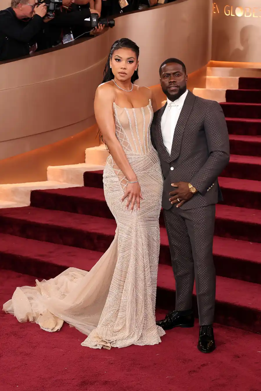 Eniko Hart and Kevin Hart Red Carpet Arrival Golden Globes 2026