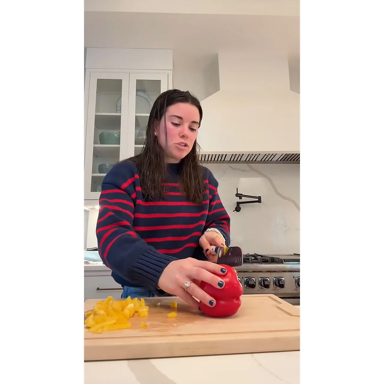 Fans Express Concern About Patriots QB Drake Maye Wife Ann Cutting Skills in Viral TikTok Video