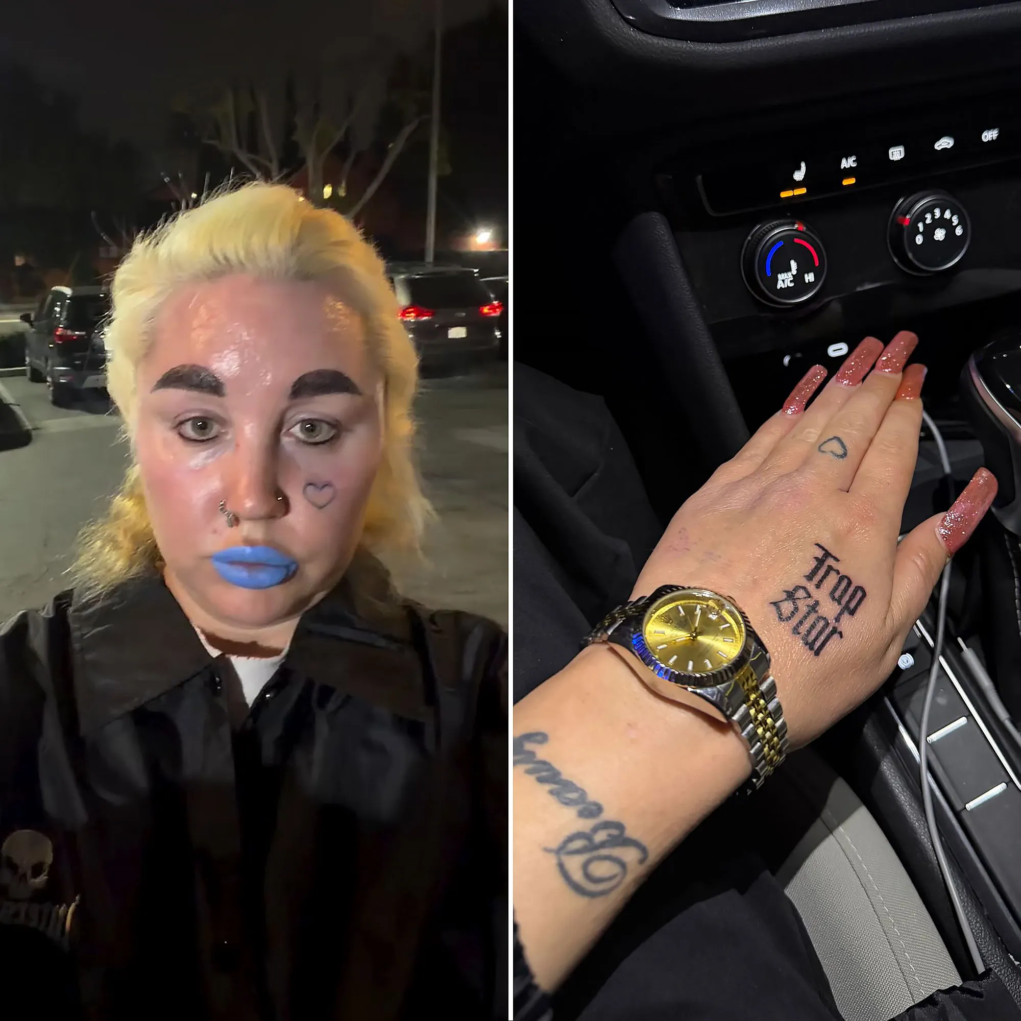 Feature Amanda Bynes Shows Off New Trap Star Hand Tattoo as She Dons Blue Lipstick