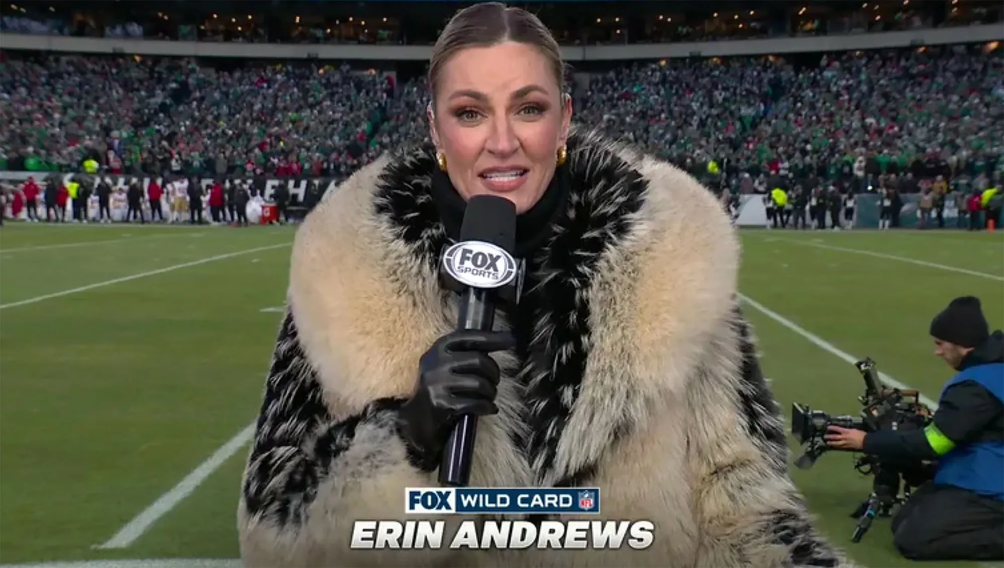 Feature Erin Andrews Addresses Her Luxe Fur Coat After Causing a Fashion Stir