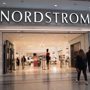 A sign marks the location of a Nordstrom store in a shopping mall on March 20, 2024 in Chicago, Illinois. Nordstrom stock jumped more than 10% recently after a report stated that the retailer is considering going private.